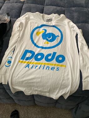 Animal House Dodo Airlines Long Sleeve Tee - White with Blue & Yellow Logo